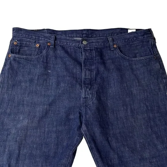Levis Jeans Mens 42x30 Blue 501 Straight Fit Button Fly White Oak Cone Denim